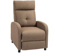 HOMCOM Sillón Relax Reclinable Manual, Sillón Relax de Lino con Apertura Push, Reposapiés, Respaldo Alto, Acolchado Grueso, Butaca Reclinable hasta 155º para Salón, Dormitorio, Oficina, Marrón