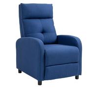 HOMCOM Sillón Relax Reclinable Manual, Sillón Relax de Lino con Apertura Push, Reposapiés, Respaldo Alto, Acolchado Grueso, Butaca Reclinable hasta 155º para Salón, Dormitorio, Oficina, Azul