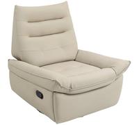 HOMCOM Sillón Relax Reclinable Manual, Sillón Relax Giratorio, Función Balancín, Tapizado en PU, Reposapiés, Asiento Amplio, Acolchado Grueso, Butaca Reclinable hasta 135º, Crema