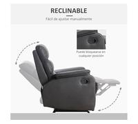 HOMCOM Sillón Relax Reclinable Manual Tapizado en PU con Reposapiés Retráctil Asiento y Respaldo Extra Acolchados para Salón Oficina Dormitorio 75x92x99 cm Marrón