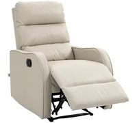 HOMCOM Sillón Relax Reclinable Manual, Sillón Relax Tapizado en PU con Reposapiés Retráctil, Acolchado Grueso, Butaca Reclinable hasta 160º, para Salón, Dormitorio, Crema