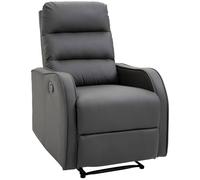 HOMCOM Sillón Relax Reclinable Manual, Sillón Relax Tapizado en PU con Reposapiés Retráctil, Acolchado Grueso, Butaca Reclinable hasta 160º, para Salón, Dormitorio, Gris