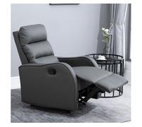 Homcom sillón relax reclinable manual, sillón relax tapizado en pu con reposapiés retráctil, acolchado grueso, butaca reclinable hasta 160º, para salón, dormitorio, gris, 65x89x100 cm