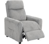 HOMCOM Sillón Relax Reclinable, Sillón Reclinable Manual, Tapizado en Pana, Instalación Rápida, Reposapiés, Acolchado Grueso, para Salón, Dormitorio, Oficina, Gris Claro