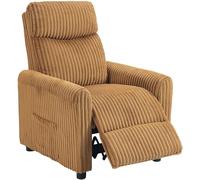 HOMCOM Sillón Relax Reclinable, Sillón Reclinable Manual, Tapizado en Pana, Instalación Rápida, Reposapiés, Acolchado Grueso, para Salón, Dormitorio, Oficina, Marrón