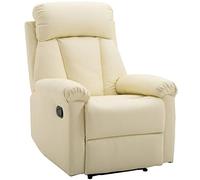 HOMCOM Sillón Relax Reclinable Tapizado en PU Butaca de Salón con Reposapiés Retráctil Respaldo Alto Resposabrazos para Dormitorio 80x97x107 cm Blanco