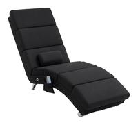 HOMCOM Sillón Relax Salón Silla de masaje y Calefacción Meridiana Silla de Interior con mando a distancia y almohada, Dormitorio, Salón, Tela Efecto Lino Negro