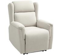 HOMCOM Sillón Relax, Silla tapizada ajustable con reposapiés, Inclinable a 160°, Aspecto de lino, montaje rápido, Beige