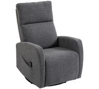 HOMCOM Sillón relax, sillón de masaje de chenille con función de calor, giro 360°, mecanismo de balanceo, ajuste manual, gris oscuro