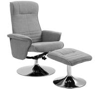 HOMCOM Sillón Relax, Sillón de Relajación reclinable 135°, Giratorio 360° con Reposapiés, Revestimiento Tela para Salón, Dormitorio, Oficina, hasta 150 kg, Gris