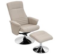 HOMCOM Sillón Relax, Sillón de Relajación reclinable 135°, giratorio 360° con Reposapiés, Revestimiento Tela para Salón, Dormitorio, Oficina, Hasta 150 kg, Beige