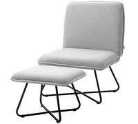 HOMCOM Sillón Relax Sillón de Salón con Reposapiés Butaca para Dormitorio sin Brazos con Patas de Acero en Forma de Cruz para Sala de Estar Gris Claro