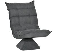 HOMCOM Sillón relax sillón de salón de diseño capitonado con respaldo inclinable y giratorio 360° revestimiento de lino Grismezclado Aosom España