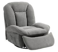 HOMCOM Sillón relax, sillón de televisión con función de reclinación, función de balanceo, sillón de TV giratorio con reposapiés, gris