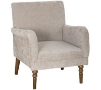 HOMCOM Sillón Relax, Sofá Individual, Tapizado en Lino, Reposabrazos Estilizados, Patas de Madera , Acolchado para Salón, Dormitorio y Oficina