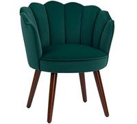 HOMCOM Sillón Shell Sillón Lounge con Respaldo y Cojín Aspecto Terciopelo Patas de Madera de Hevea dim. 66L x 66W x 78,5H cm, Verde