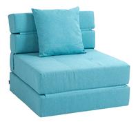 HOMCOM Sillón sofá cama convertible sillón 1 plaza con 1 cojín desmontable tela Azul Aosom España