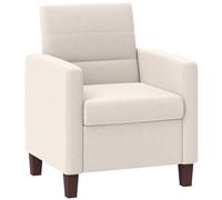 HOMCOM Sillón tapizado con apariencia de Lino espuma cojín del asiento marco de madera Crema Aosom España