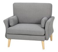 HOMCOM Sillón tapizado con muelles ensacados, butaca con patas de madera maciza en Dunkelgrau
