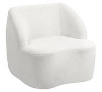 HOMCOM Sillón Tapizado en Borreguito Sillón de Salón de 81 cm con Diseño Curvo Acolchado Grueso No Requiere Montaje para Dormitorio Sala de Estar Oficina Crema