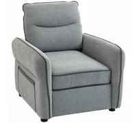 HOMCOM Sofá 1 plaza, sofá de salón en terciopelo egipcio, bolsillo lateral, 80 x 81 x 90 cm, gris Aosom España