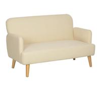 HOMCOM Sofá 2 plazas 130 cm Estilo Moderno con reposabrazos y Asiento Acolchado, Mini sofá en Tejido Efecto Terciopelo, Peso 240 kg, para Dormitorio, Piso, Espacio pequeño, Crema