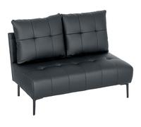 HOMCOM Sofá 2 Plazas de Cuero Sintético Sin Apoyabrazos y Acolchado con Botones, 115x73x83 cm, Negro