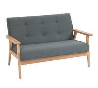 HOMCOM Sofá 2 plazas estilo escandinavo con reposabrazos patas de madera 115x66,5x73 cm Gris Aosom España