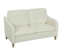 HOMCOM Sofá 2 Plazas Tapizado en Sherpa Transpirable con 2 Cojines Desmontables y Lavables, Patas de Madera de Eucalipto, Sofá Ahorro de Espacio con Reposabrazos para Salón, Sala de Estar, 137x69x82