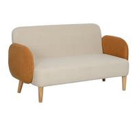 HOMCOM Sofá 2 Plazas Tela Estilo Nórdico con Apoyabrazos, Sofá 2 Plazas con Tapicería de 21 cm Patas de Madera para Salón, Sala de Estar, Hogar y Oficina, 138x73x74 cm, Crema y Naranja