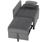 HOMCOM Sofá Cama 1 Plaza Convertible 4 en 1 Sillón Cama Tapizado en Terciopelo Respaldo Ajustable Gris Oscuro Aosom España