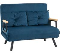 HOMCOM Sofá Cama Convertible 3 en 1 Sillón Cama 2 Plazas Plegable Respaldo Ajustable 5 Niveles Almohadas para Invitados Azul Aosom España