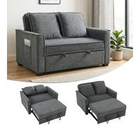 HOMCOM Sofá Cama 2 Plazas 3 en 1 Respaldo Ajustable Gris Oscuro | Sofá Cama Tejido Rizo, 3 Niveles, Bolsillos Laterales, 2 Almohadas con Fundas Extraíbles, Sala de Estar, Espacios Pequeños