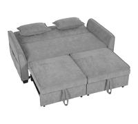 HOMCOM Sofá Cama 2 Plazas 4 en 1 con 2 Módulos Extraíbles Respaldo Ajustable 3 Niveles Bolsillos Laterales 2 Almohadas Gris