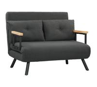 HOMCOM Sofá Cama 2 Plazas Convertible 3 en 1 Sillón Cama Plegable Respaldo Ajustable de 5 Niveles Almohadas 102x73x81cm Gris Aosom España
