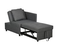 HOMCOM Sofá Cama 3 en 1 Sofá Individual con Respaldo Ajustable Sillón Cama Individual con Almohadas para Dormitorio Sala de Estar Apartamento Gris