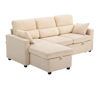 HOMCOM Sofá Cama 3 Plazas Silla Largo Almacenamiento Terciopelo Acogedor...
