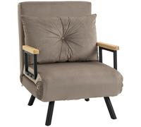 HOMCOM Sofá Cama Acolchado 3 en 1 con Respaldo Reclinable en 5 Posiciones y Cojín, 63x73x81 cm, Gris Aosom España