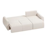 HOMCOM Sofá cama con chaiselongue reversible, sofá de 3 plazas en forma L tapizado en ante sintético, Blanco crema