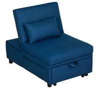 HOMCOM Sofá cama convertible 1 plaza sillón cama con respaldo ajustable asiento acolchado y almohada Azul Aosom España