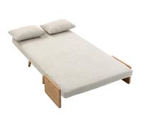 HOMCOM Sofá Cama Convertible 2 Plazas 3 en 1 de Chenilla 103 cm con Respaldo Regulable 2 Cojines Reposabrazos de Madera Crema Aosom España