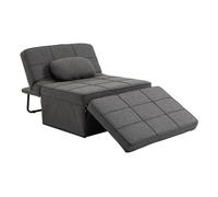HOMCOM Sofá Cama Convertible Plegable 4 en 1, Sillón Cama Plegable, Tapizado en Lino, con Respaldo Ajustable, Reposapiés, Almohada, para Espacios Pequeños, Apartamentos, Gris