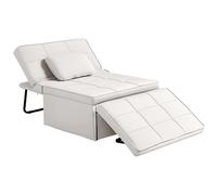 HOMCOM Sofá Cama Convertible Plegable 4 en 1, Sillón Cama Plegable, Tapizado en Lino, con Respaldo Ajustable, Reposapiés, Almohada, para Espacios Pequeños, Apartamentos, Crema