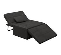 HOMCOM Sofá Cama Convertible Plegable 4 en 1, Sillón Cama Plegable, Tapizado en Lino, con Respaldo Ajustable, Reposapiés, Almohada, para Espacios Pequeños, Apartamentos, Negro