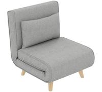 HOMCOM Sofá Cama de 1 Plaza 3 en 1, Sillón Cama Plegable, Tapizado en Lino Sintético, con Respaldo Ajustable en 6 Niveles, Almohada, Asiento Ancho, Patas de Madera, 72x78x79 cm, Gris