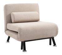 HOMCOM Sofá Cama de 1 Plaza 3 en 1 Sofá Cama Plegable Tapizado en Lino con Respaldo Ajustable de 5 Niveles y Almohada Acolchada para Oficina Dormitorio Salón 75x70x75 cm Beige