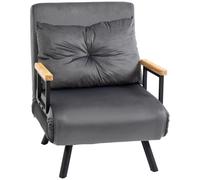 HOMCOM Sofá Cama de 1 Plaza 4 en 1 Plegable 63x73x81 cm Gris | Sofá Cama Tapizado en Terciopelo, Respaldo Ajustable de 5 Niveles, Almohada Acolchada, para Oficina Dormitorio Salón