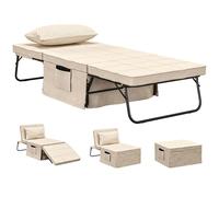HOMCOM Sofá Cama de 1 Plaza 4 en 1 Respaldo Ajustable 75x80x74 cm Crema