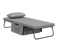 HOMCOM Sofá Cama de 1 Plaza 4 en 1, Sillón Cama Plegable, Tapizado en Lino, con Respaldo Ajustable de 5 Niveles, Almohada Acolchada, para Oficina, Dormitorio, Salón, 75x80x74 cm, Gris