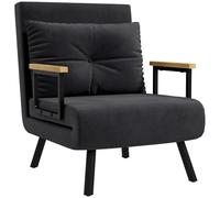 HOMCOM Sofá Cama de 1 Plaza 4 en 1 Sofá Cama Plegable Tapizado en Terciopelo con Respaldo Ajustable de 5 Niveles y Almohada Acolchada para Oficina Dormitorio Salón 63x73x81 cm Negro